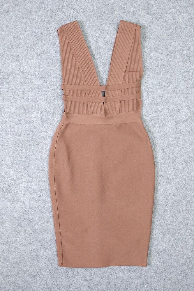Bay Bandage Dress - Nude - Image 9