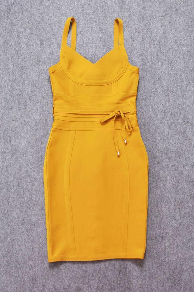 Bek Bandage Dress - Mustard Yellow - Image 11