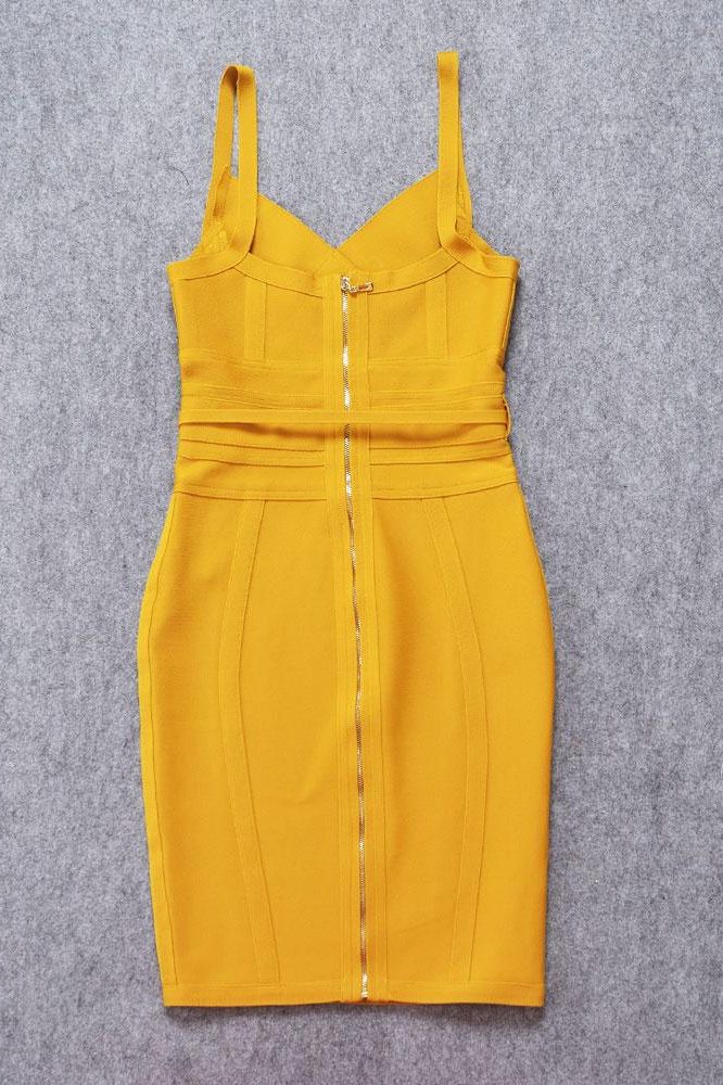 Bek Bandage Dress - Mustard Yellow - Image 12