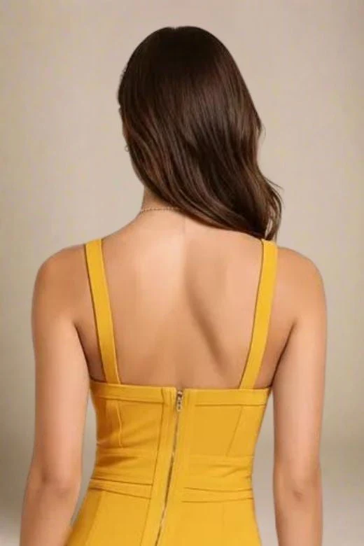 Bek Bandage Dress - Mustard Yellow - Image 3