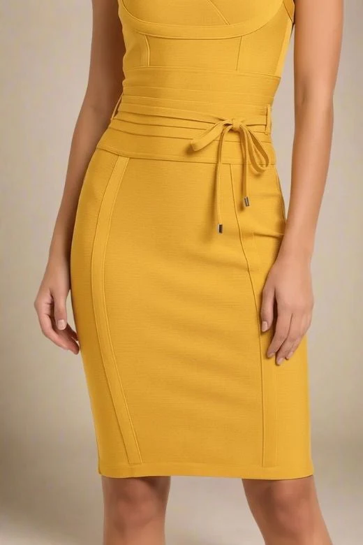 Bek Bandage Dress - Mustard Yellow - Image 7