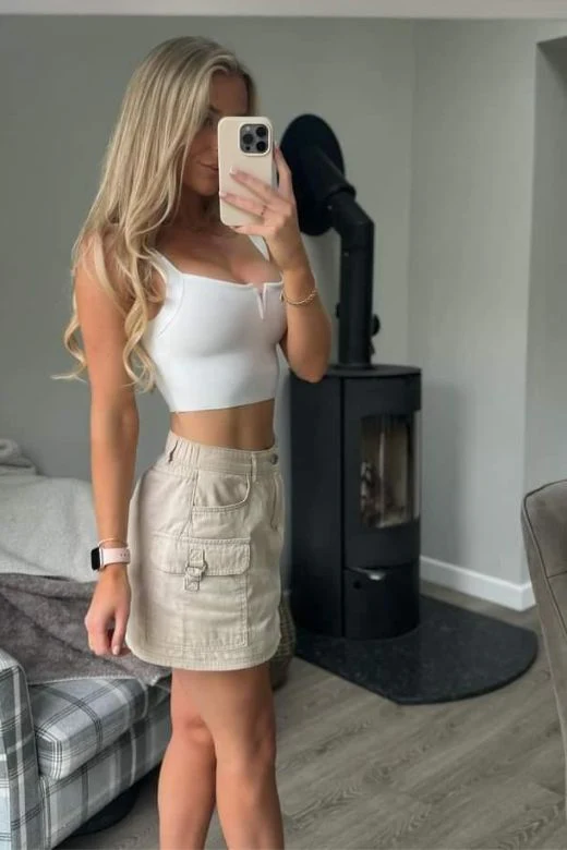 Brooke Bandage Crop Top - White Pearl - Image 6