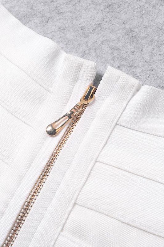 Cindy Bandage Off Shoulder Crop Top - White Pearl - Image 10