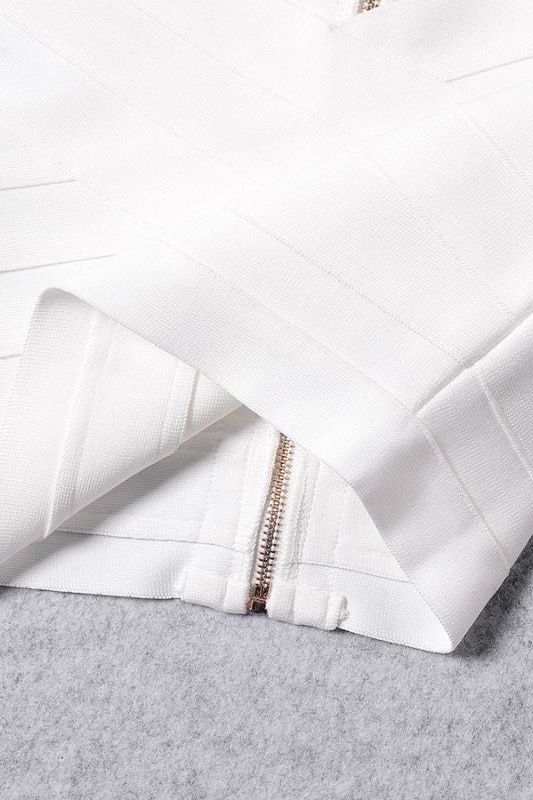 Cindy Bandage Off Shoulder Crop Top - White Pearl - Image 11