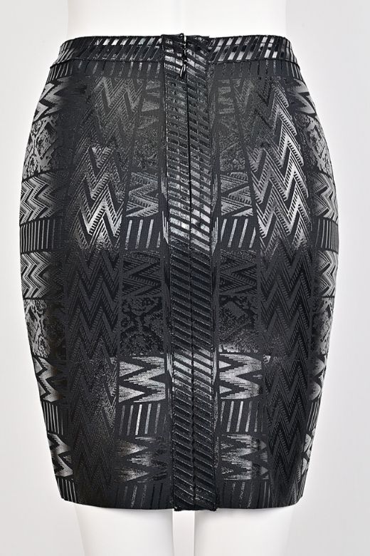 High Waist Metallic Leather Mini Skirt - Classic Black - Image 8