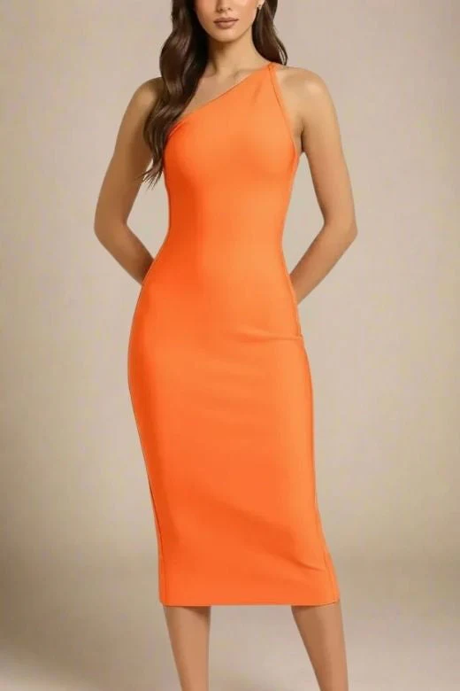 Joi Bodycon Midi Dress - Apricot Orange - Image 4