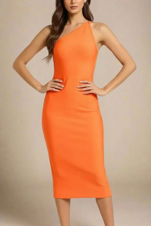 Joi Bodycon Midi Dress - Apricot Orange - Image 5