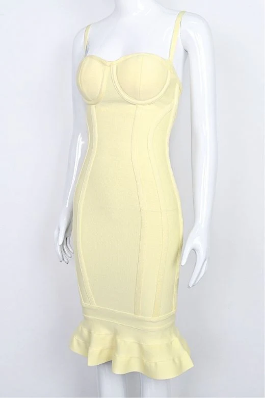 Joy Bandage Midi Dress - Sun Yellow - Image 11