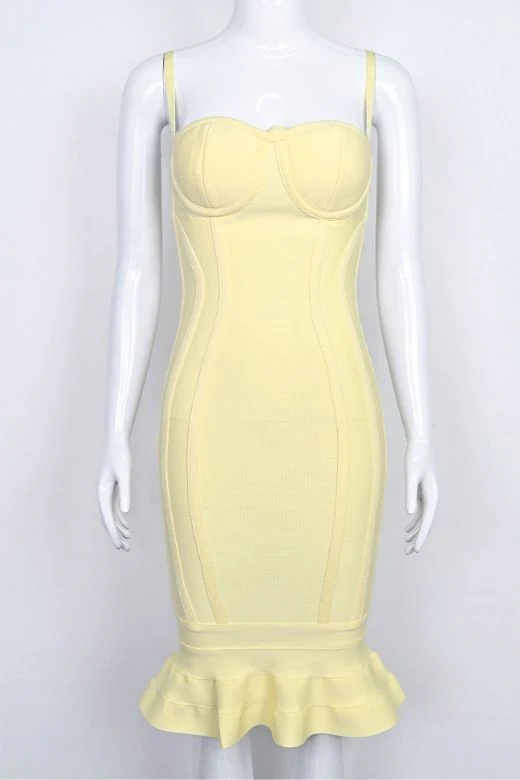 Joy Bandage Midi Dress - Sun Yellow - Image 10