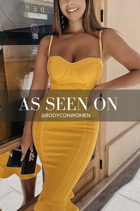 Joy Bandage Midi Dress - Sun Yellow - Image 14