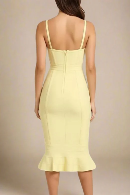 Joy Bandage Midi Dress - Sun Yellow - Image 3