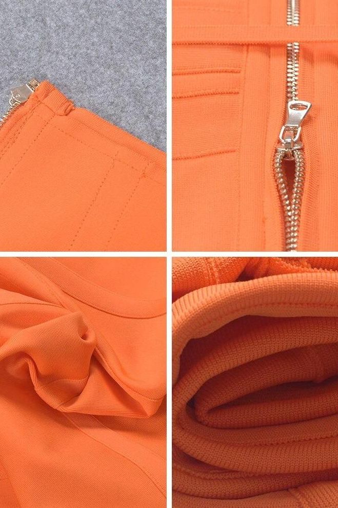 Kit Bandage Dress - Apricot Orange - Image 8