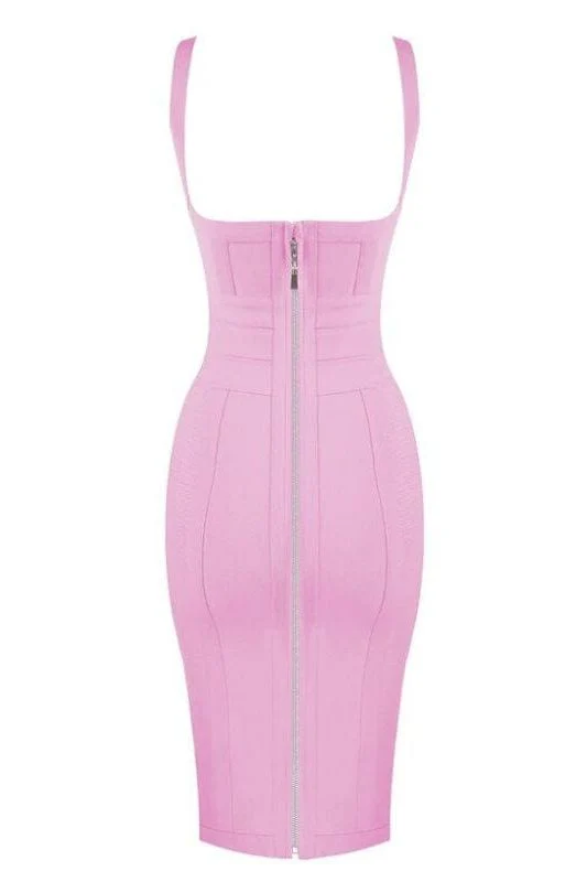 Kit Bandage Dress - Blush Pink - Image 3