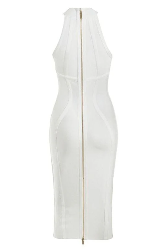 Lea Bandage Midi Dress - White Pearl - Image 3
