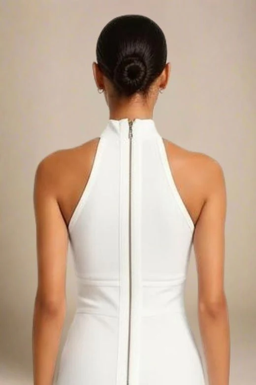 Lea Bandage Midi Dress - White Pearl - Image 4