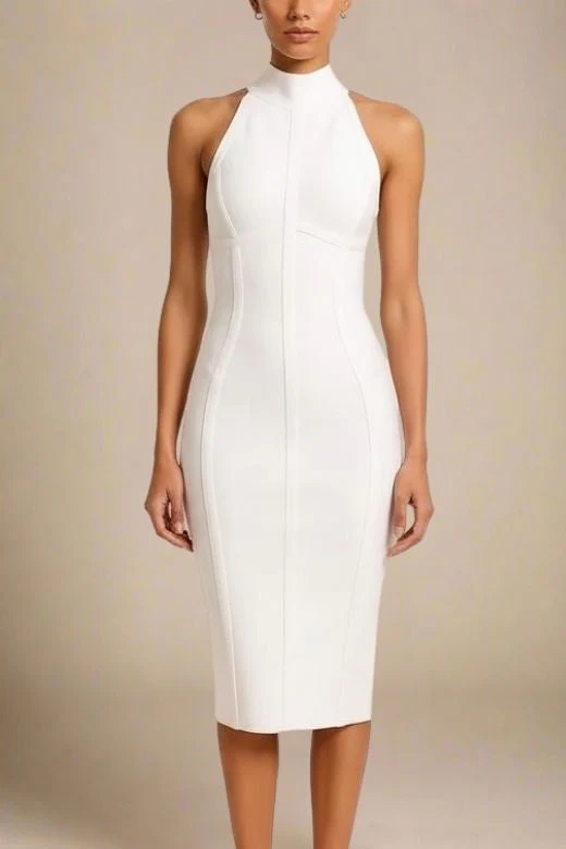 Lea Bandage Midi Dress - White Pearl - Image 5