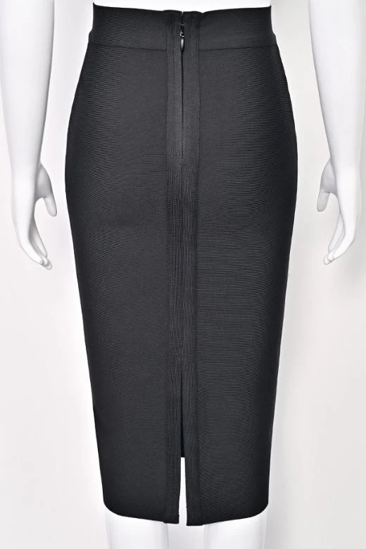 Pencil High Waist Bandage Midi Skirt - Classic Black - Image 10