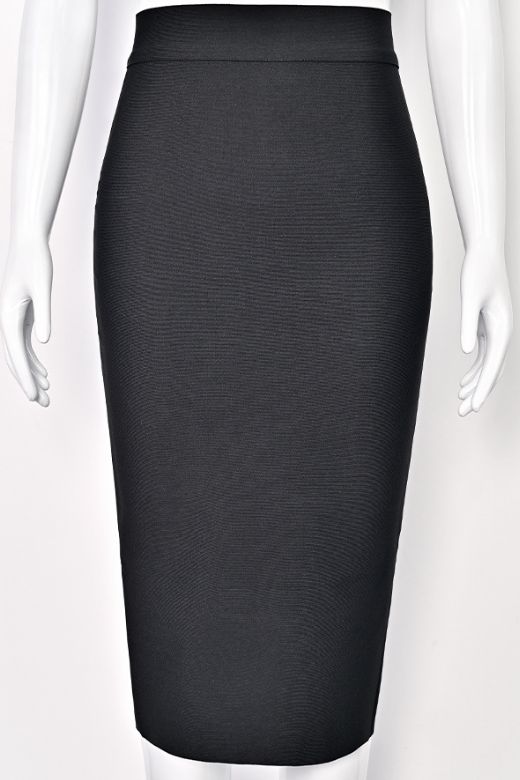 Pencil High Waist Bandage Midi Skirt - Classic Black - Image 9