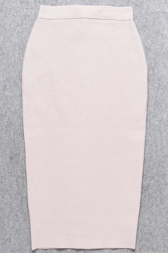 Pencil High Waist Bandage Midi Skirt - Cream - Image 11