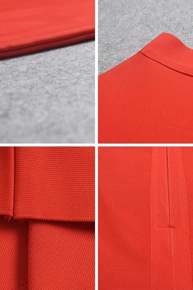 Pencil High Waist Bandage Midi Skirt - Lipstick Red - Image 12