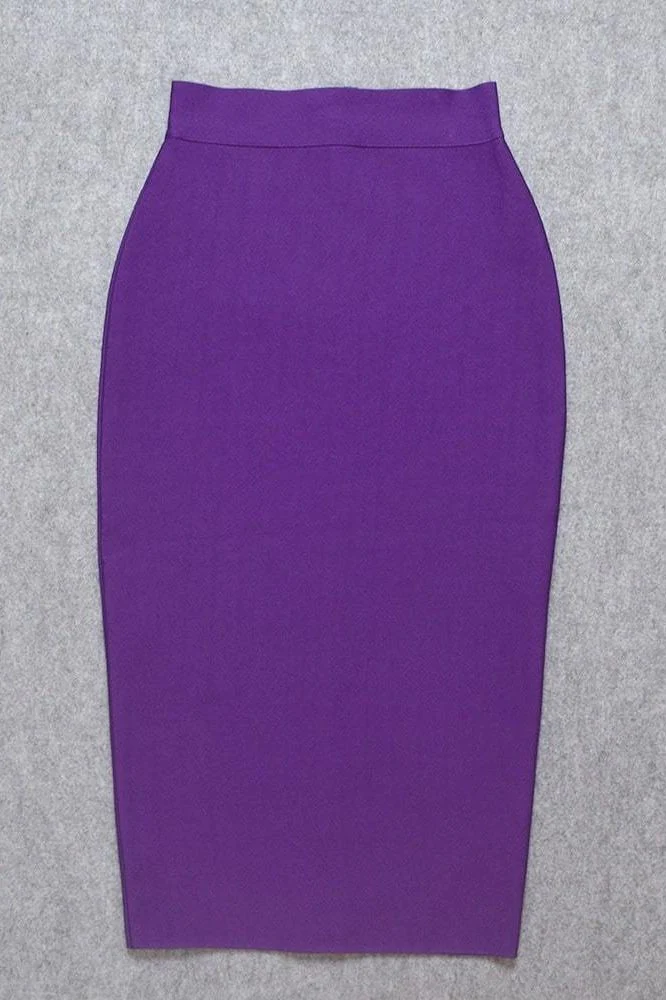 Pencil High Waist Bandage Midi Skirt - Plum Purple - Image 11