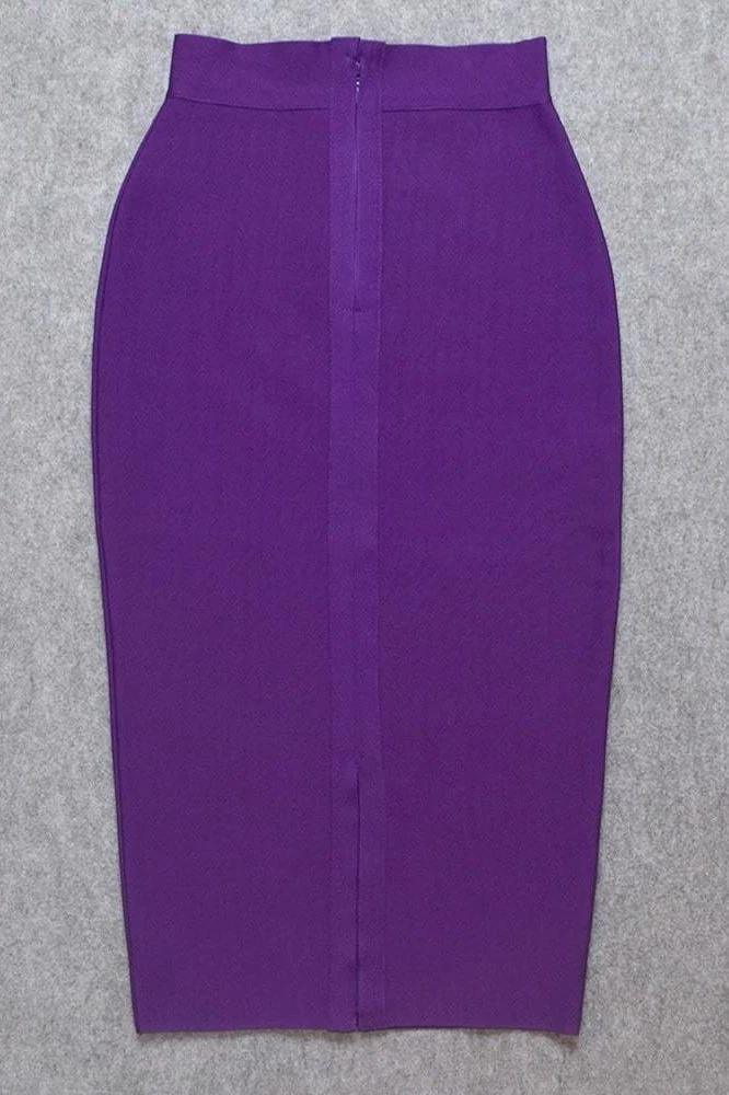Pencil High Waist Bandage Midi Skirt - Plum Purple - Image 12