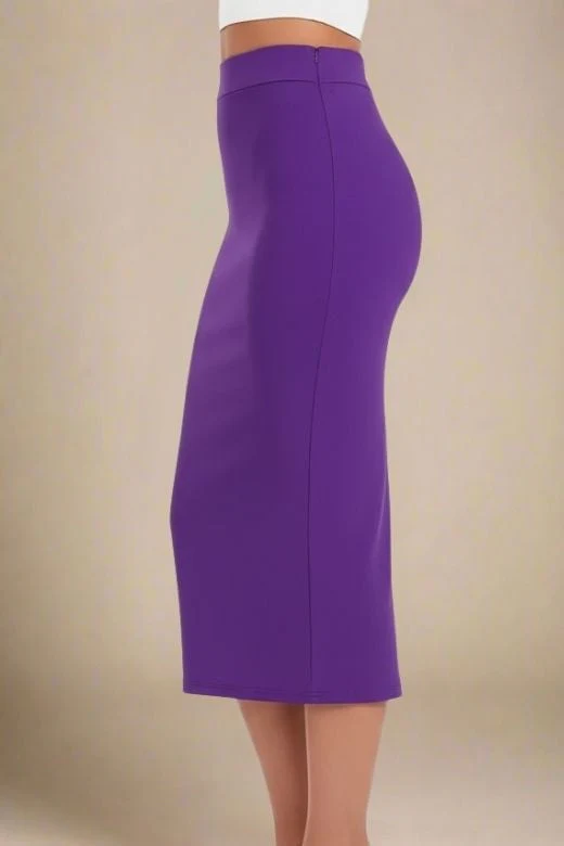Pencil High Waist Bandage Midi Skirt - Plum Purple - Image 3