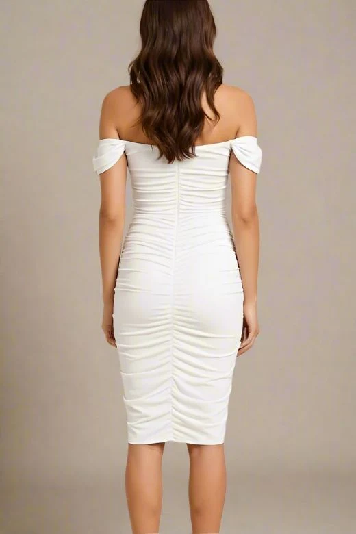 Zia Bodycon Wrap Dress - White Pearl - Image 3