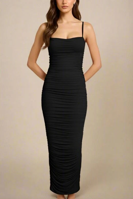 Zoe Bodycon Wrap Maxi Dress - Classic Black - Image 4